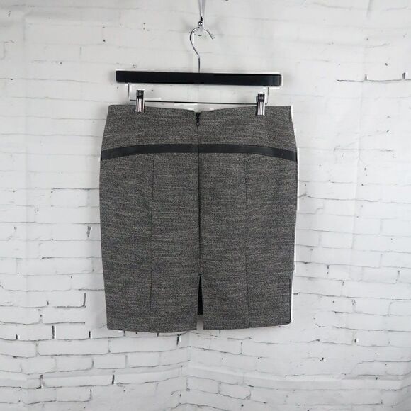 EXPRESS BLACK TWEED WITH FAUX LEATHER ACCENTS BUSINESS OFFICE WORK SKIRT SIZE 6 - Picture 6 of 10
